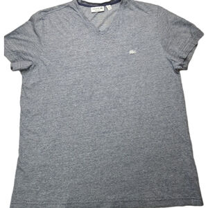 Lacoste Gray V-Neck T-Shirt – Men's XL – Regular Fit – Crocodile Logo
